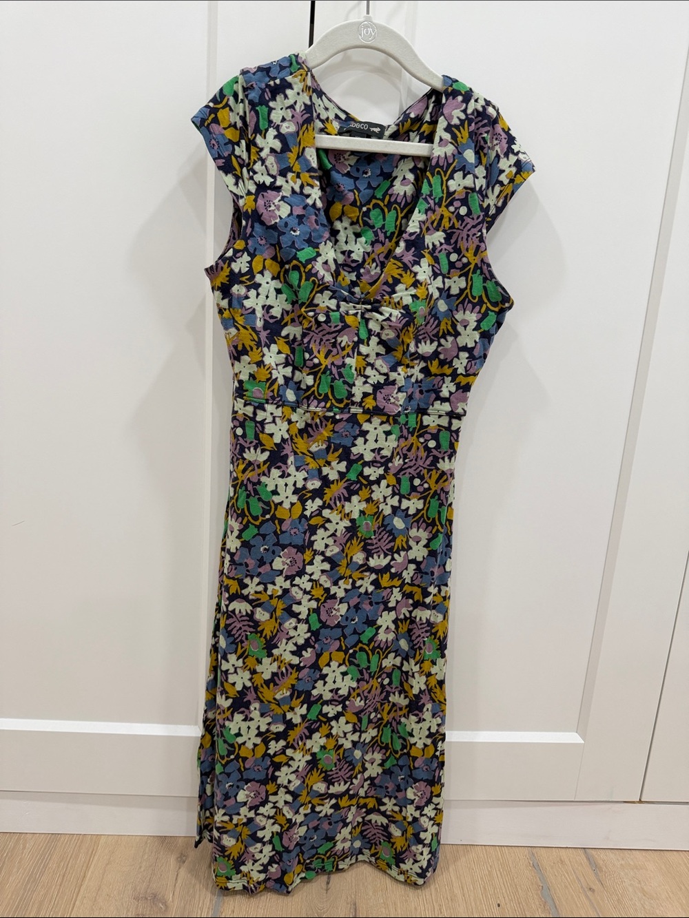 Toad&Co Rosemarie Floral knee lengthDress in Navy, Green, Yellow, Purple size XS